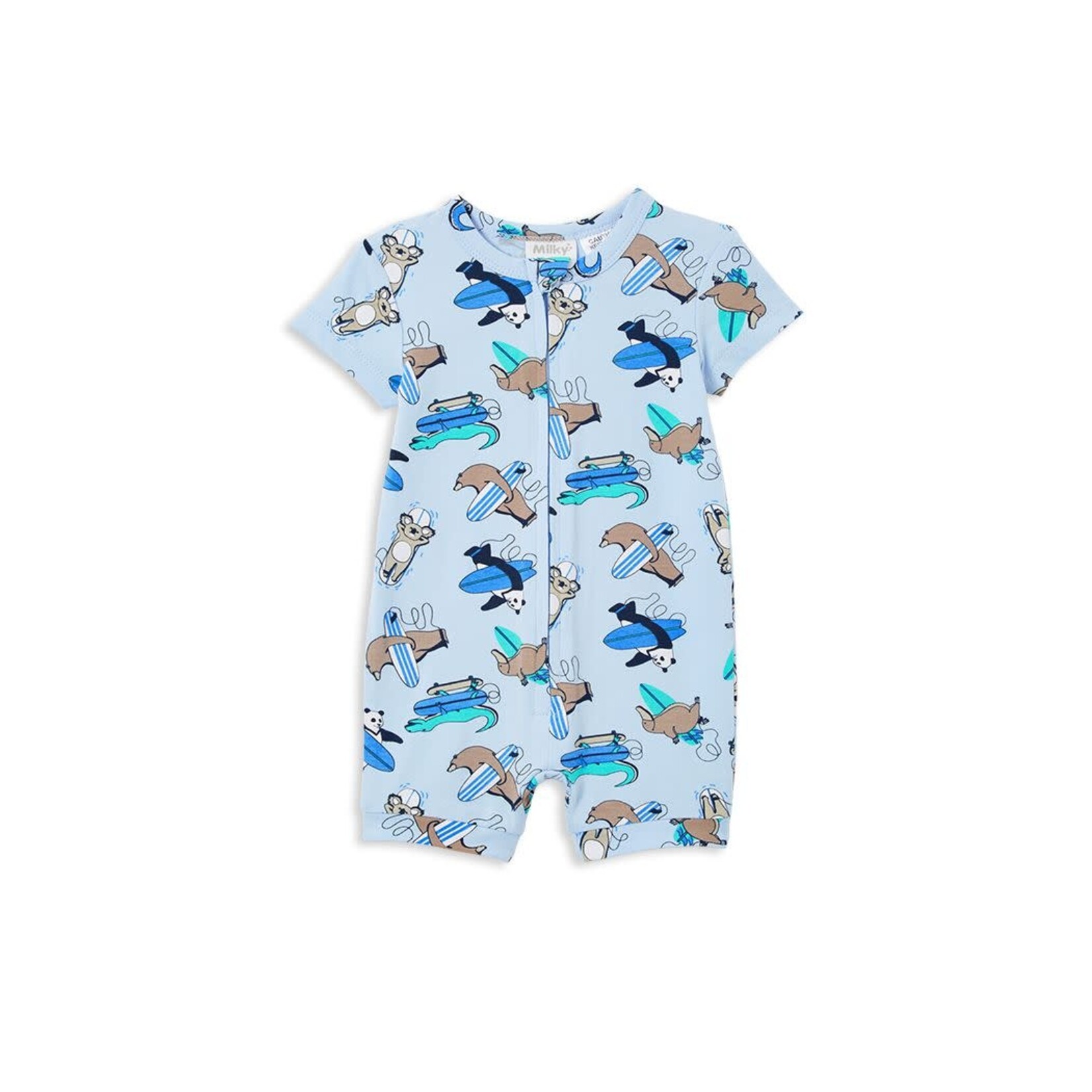 Milky Surfer Dudes Zip Romper