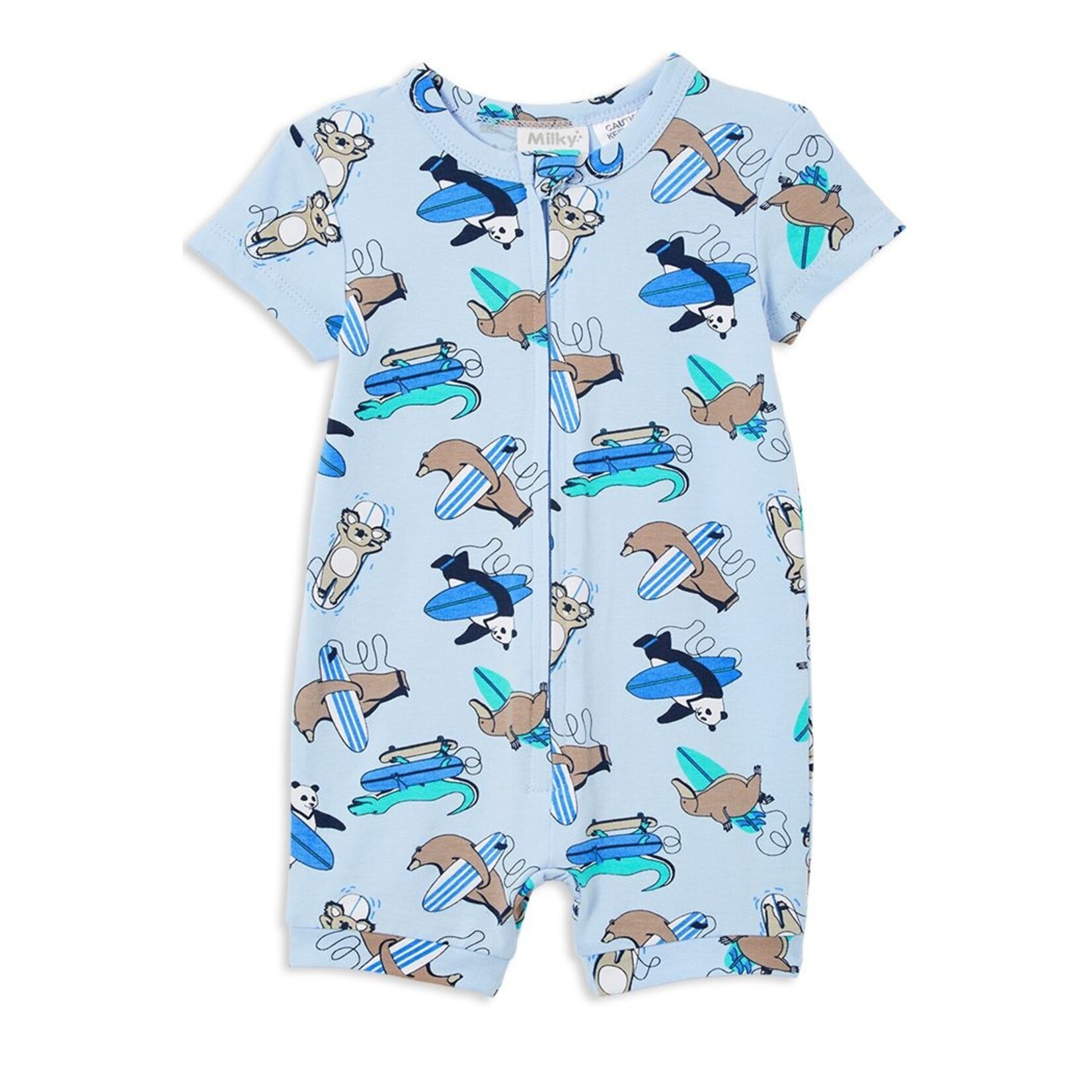 Milky Surfer Dudes Zip Romper