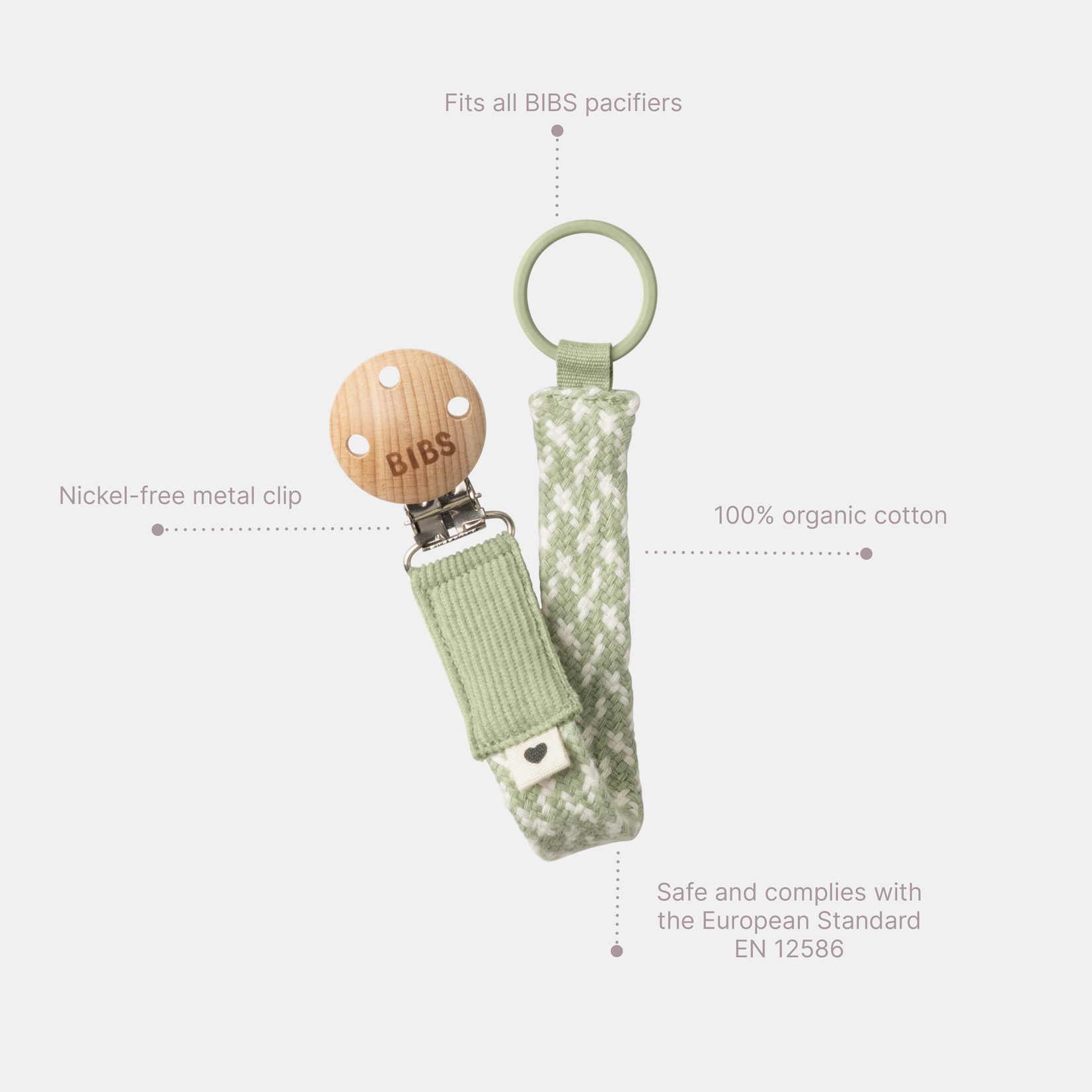 BIBS Pacifier Clip Cloud/Iron