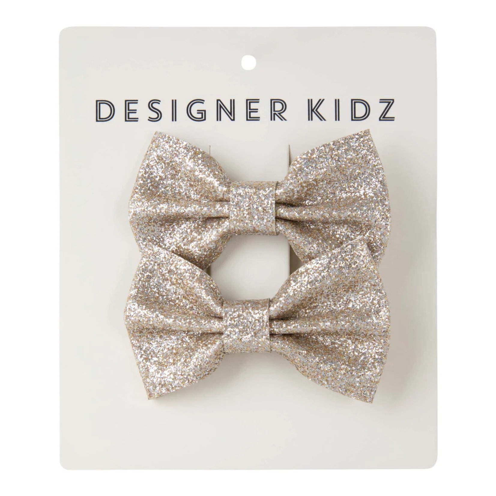 Designer Kidz Glitter Bow Hair Clip Pack Gold