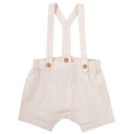 Designer Kidz Finley Linen Suspender Shorts - Sand