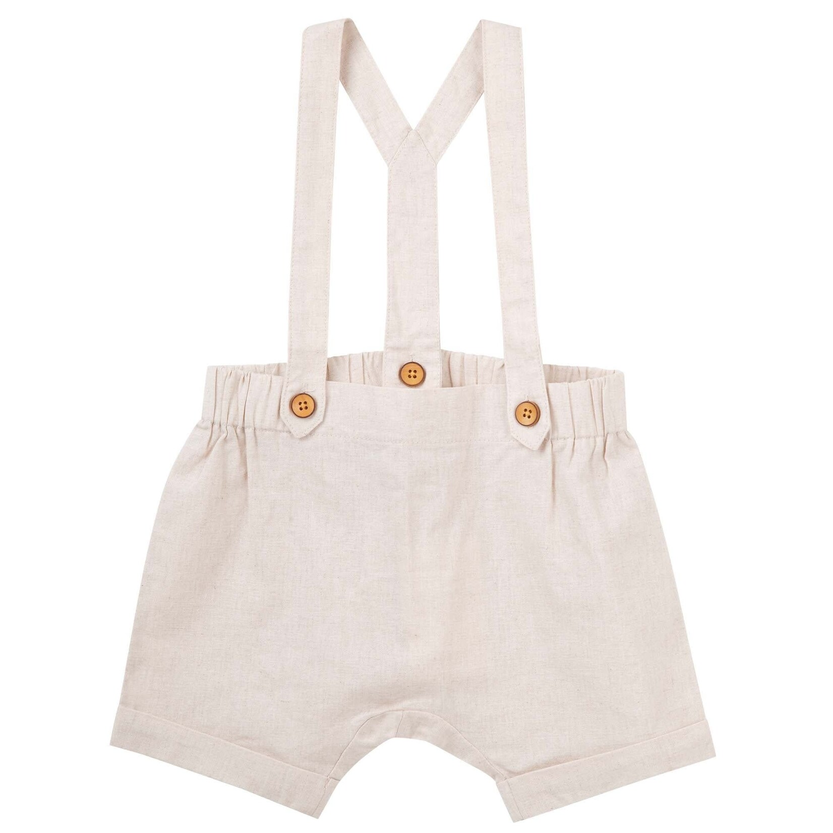 Designer Kidz Finley Linen Suspender Shorts - Sand