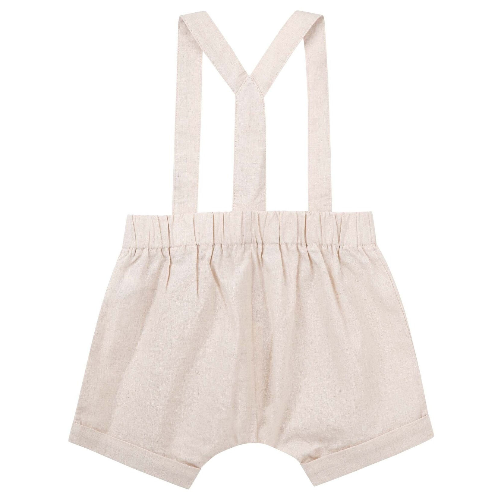 Designer Kidz Finley Linen Suspender Shorts - Sand