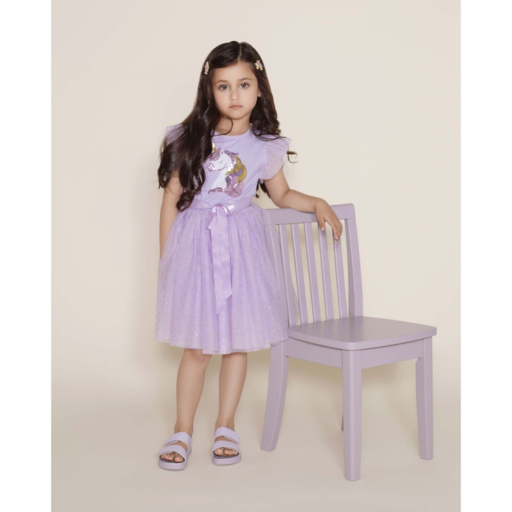 Designer Kidz Unicorn Sequin Tutu Dress Lavender