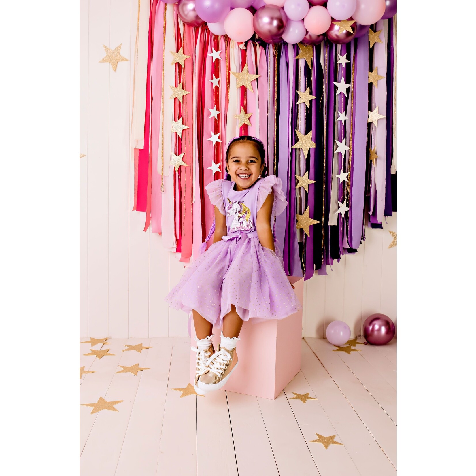 Designer Kidz Unicorn Sequin Tutu Dress Lavender