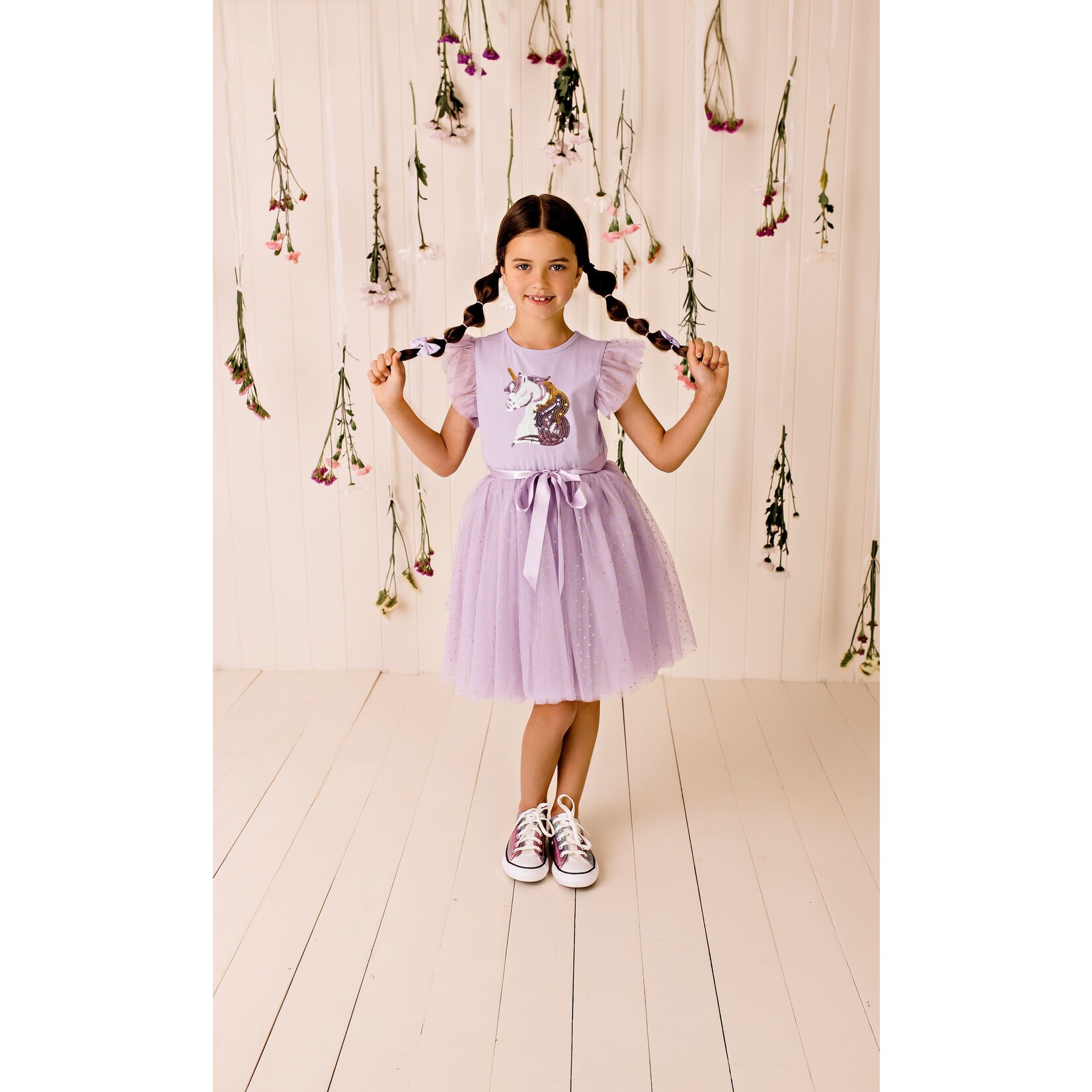 Designer Kidz Unicorn Sequin Tutu Dress Lavender