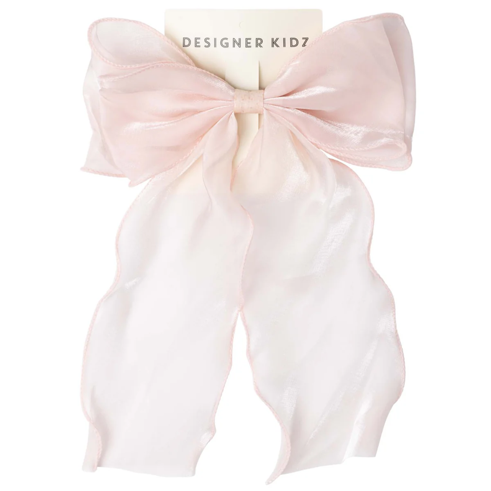 Designer Kidz Shimmer Mesh Long Bow Hair Clip Dusty Pink