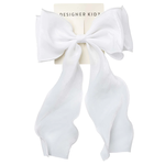 Designer Kidz Shimmer Mesh Long Bow Hair Clip White