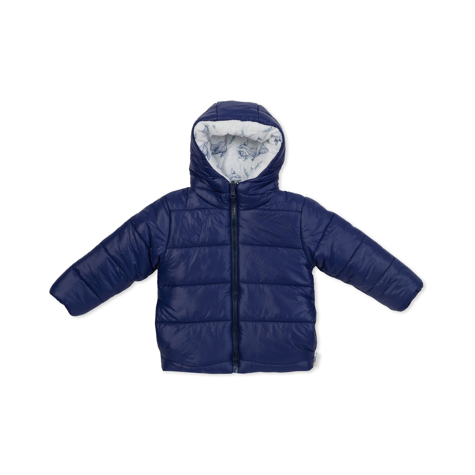 Indigo & Lellow Remi Reversible Puffer Jacket - Humpback Whale