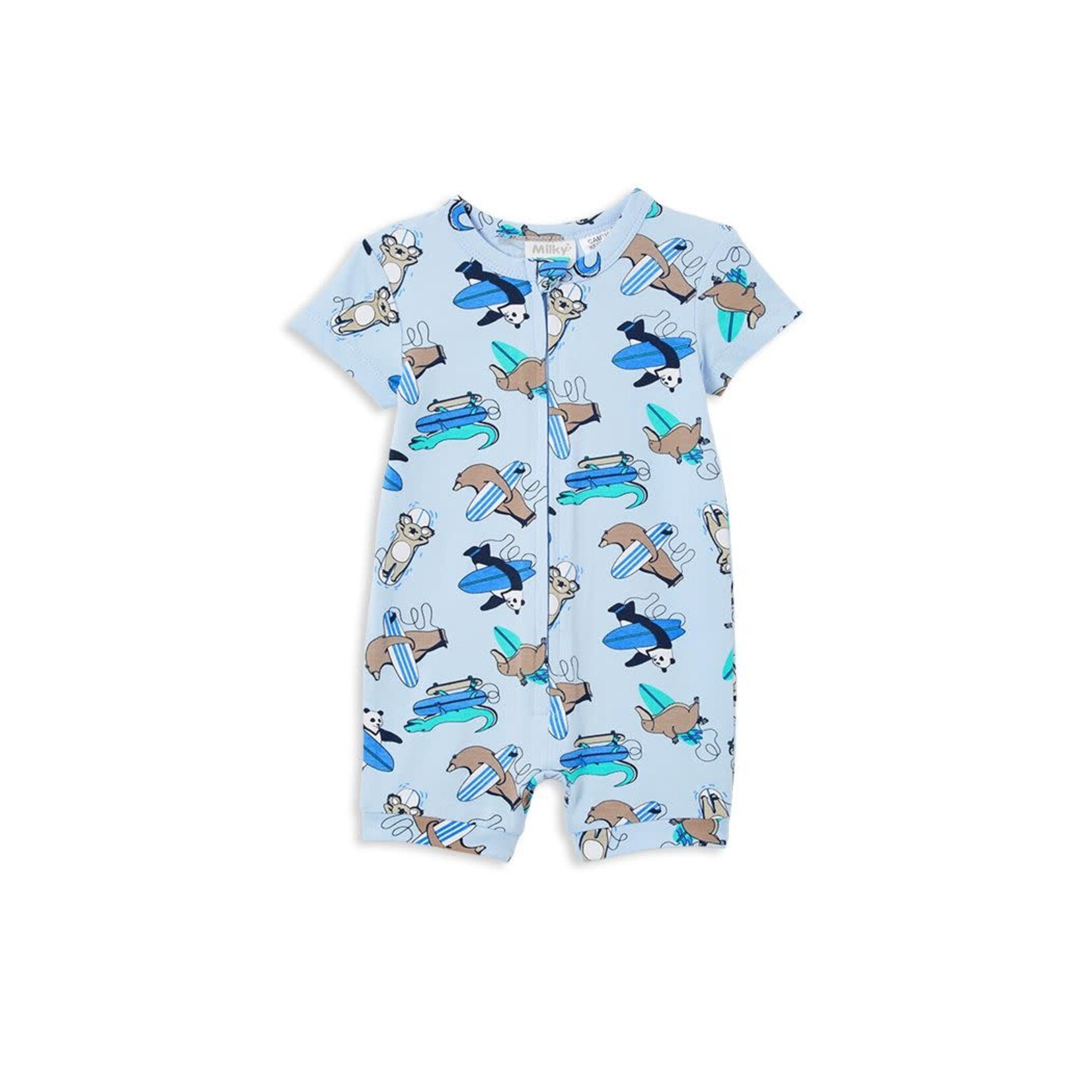 Milky Surfer Dudes Zip Romper
