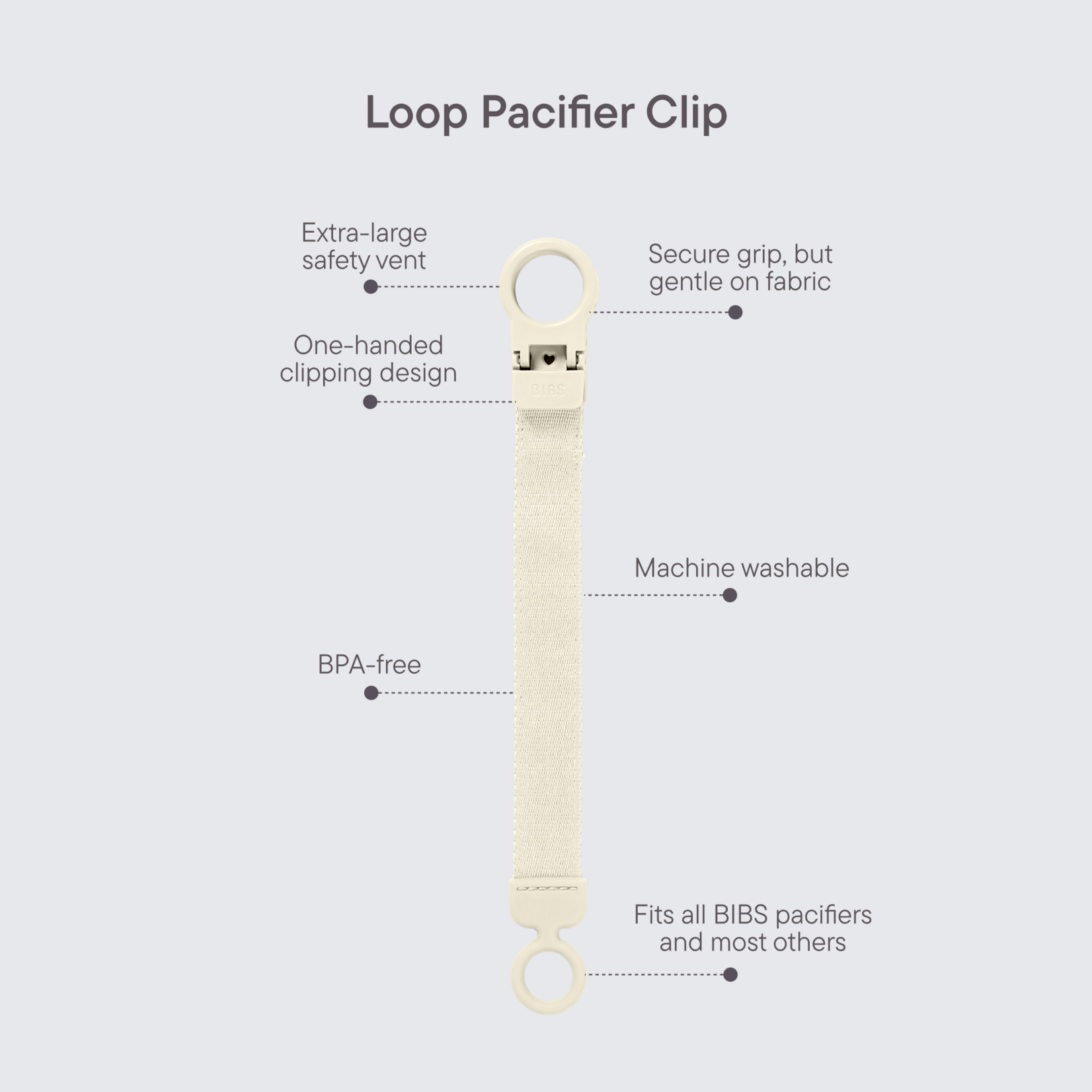 BIBS Pacifier Clip Loop -Sage