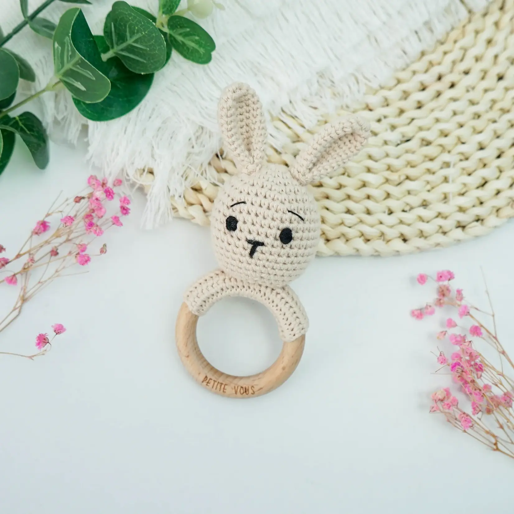 Petite Vous Crochet Ring Rattle Brodie Bunny