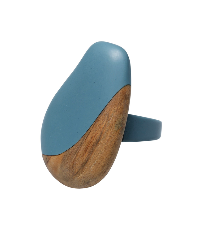 Elk Resin and Wood Ring, FLINTGREY, O/S