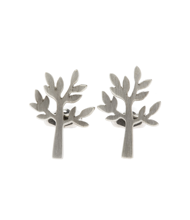 Mr Elk Silver Cufflinks, TREE, SILVER