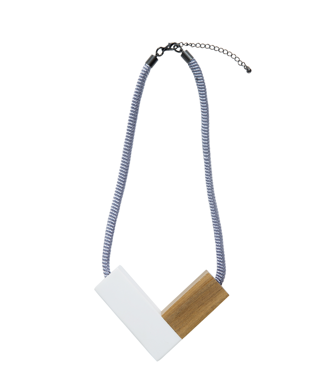 Elk Wood and Resin Rope Necklace, WHITE, 0/S