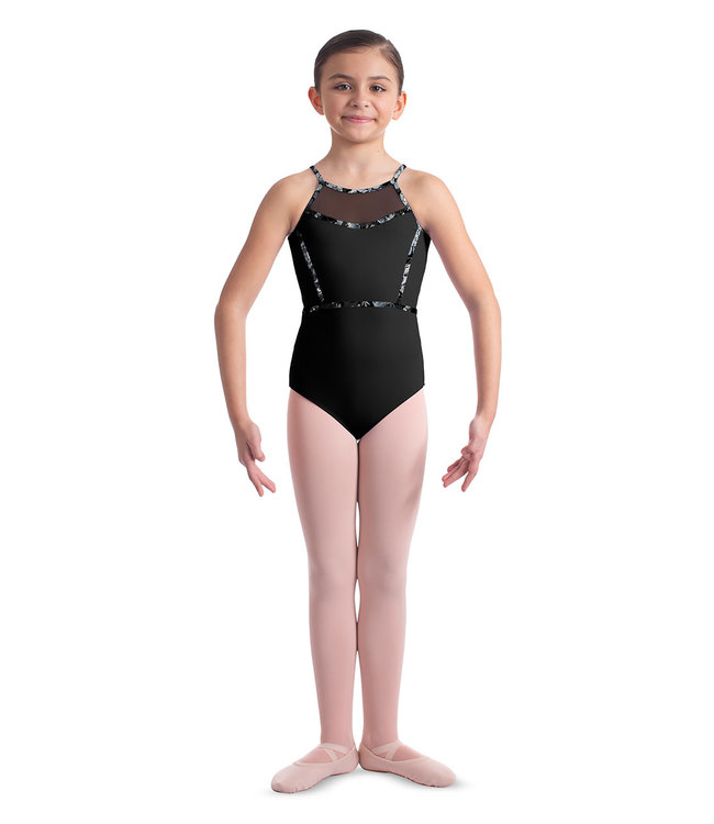 Mirella  M1235 Jardin  Binding Mesh Back Halter Leotard /  Bodysuit