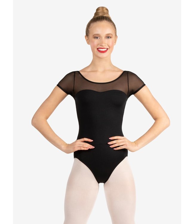 Capezio Mesh  Yolk Short Sleeve Leotard / Bodysuit