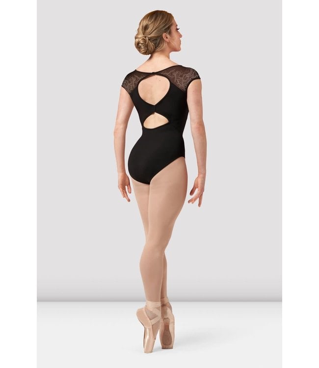 Petal Short Sleeve Leotard in Black