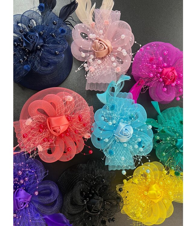2025 Hair Fascinator with Rose and Beads