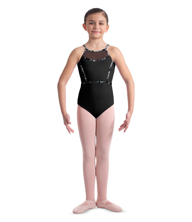 Mirella  M1235 Jardin  Binding Mesh Back Halter Leotard /  Bodysuit