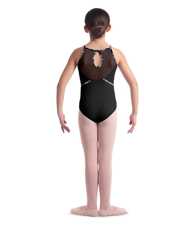 Mirella  M1235 Jardin  Binding Mesh Back Halter Leotard /  Bodysuit