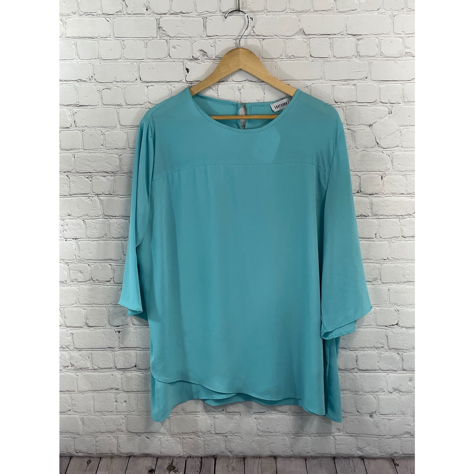 Southers Lady Southern Lady, Turquoise, 3/4 Sleeve, XL