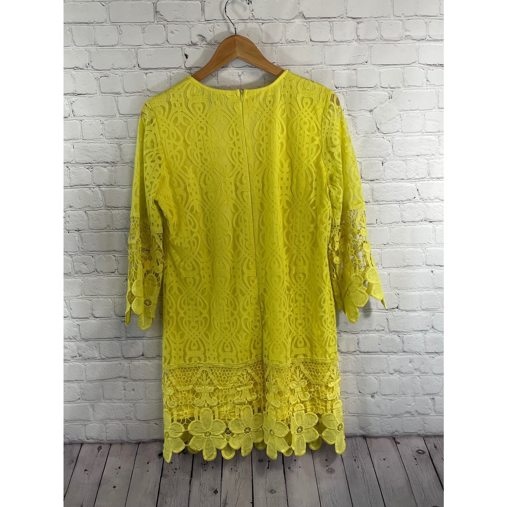 J.Gee J.Gee, Yellow, Lace, Dress, Large