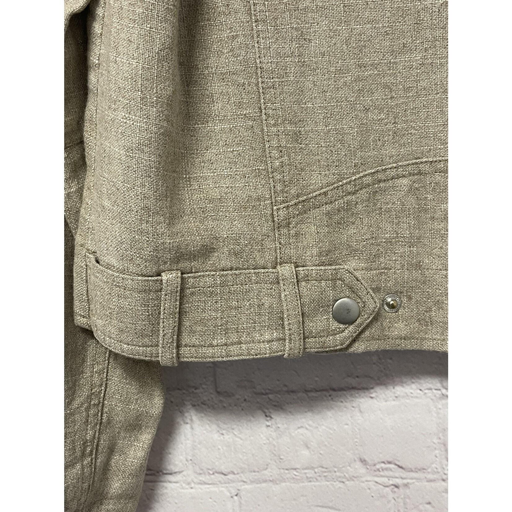 Anthropologie Anthropologie, Khaki, Embroidered, Linen Blend, Jacket, S