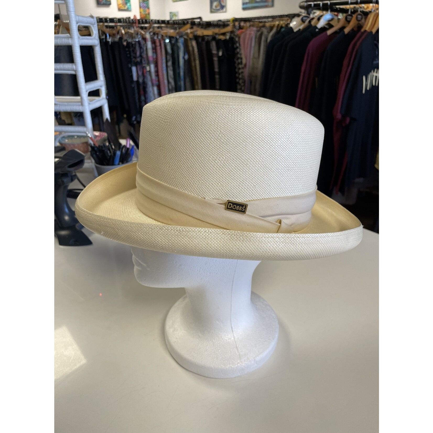 Dobbs 5th Avenue, Cream, Straw "Homburg", Hat