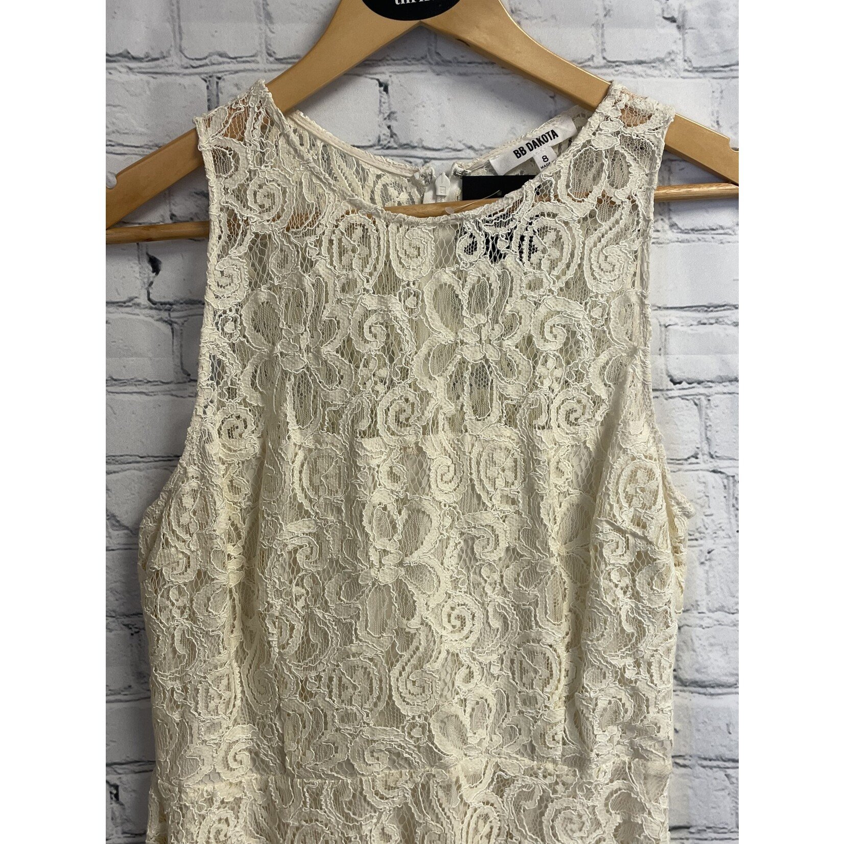 BB Dakota, Cream, Lace, Dress, 8