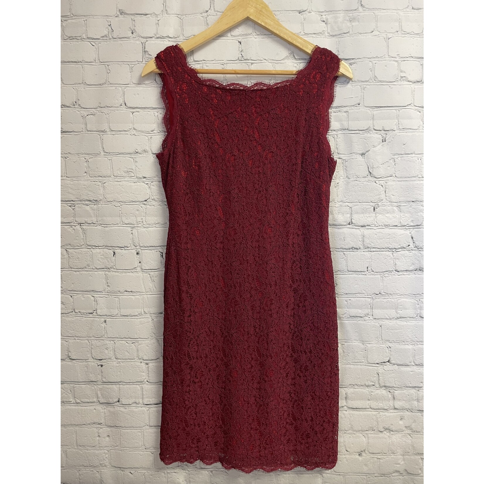 Adrianna Papell Adrianna Papell, Deep Red, Lace, Dress, 8