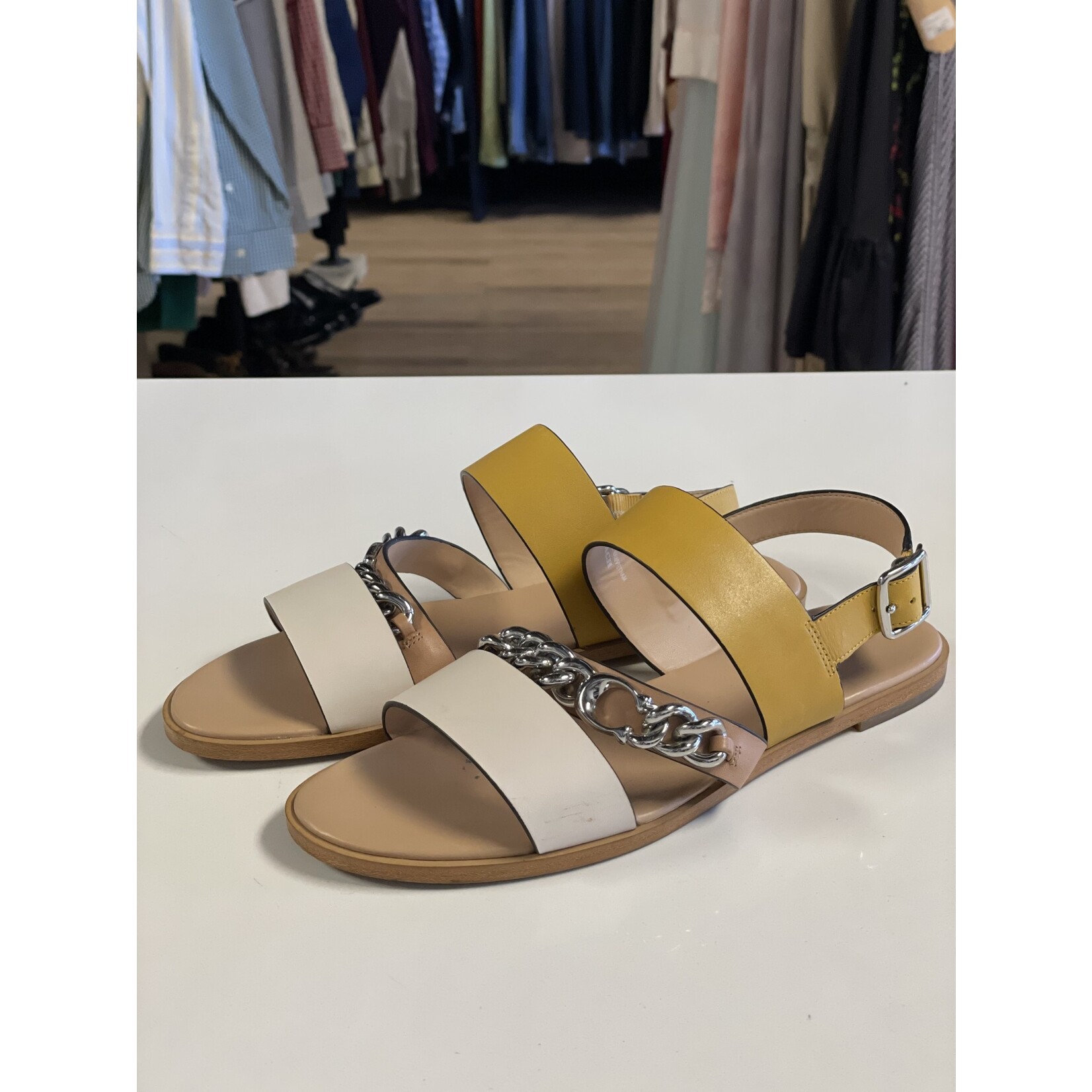 Coach Coach, Mustard, Cream, Sandal, 8.5