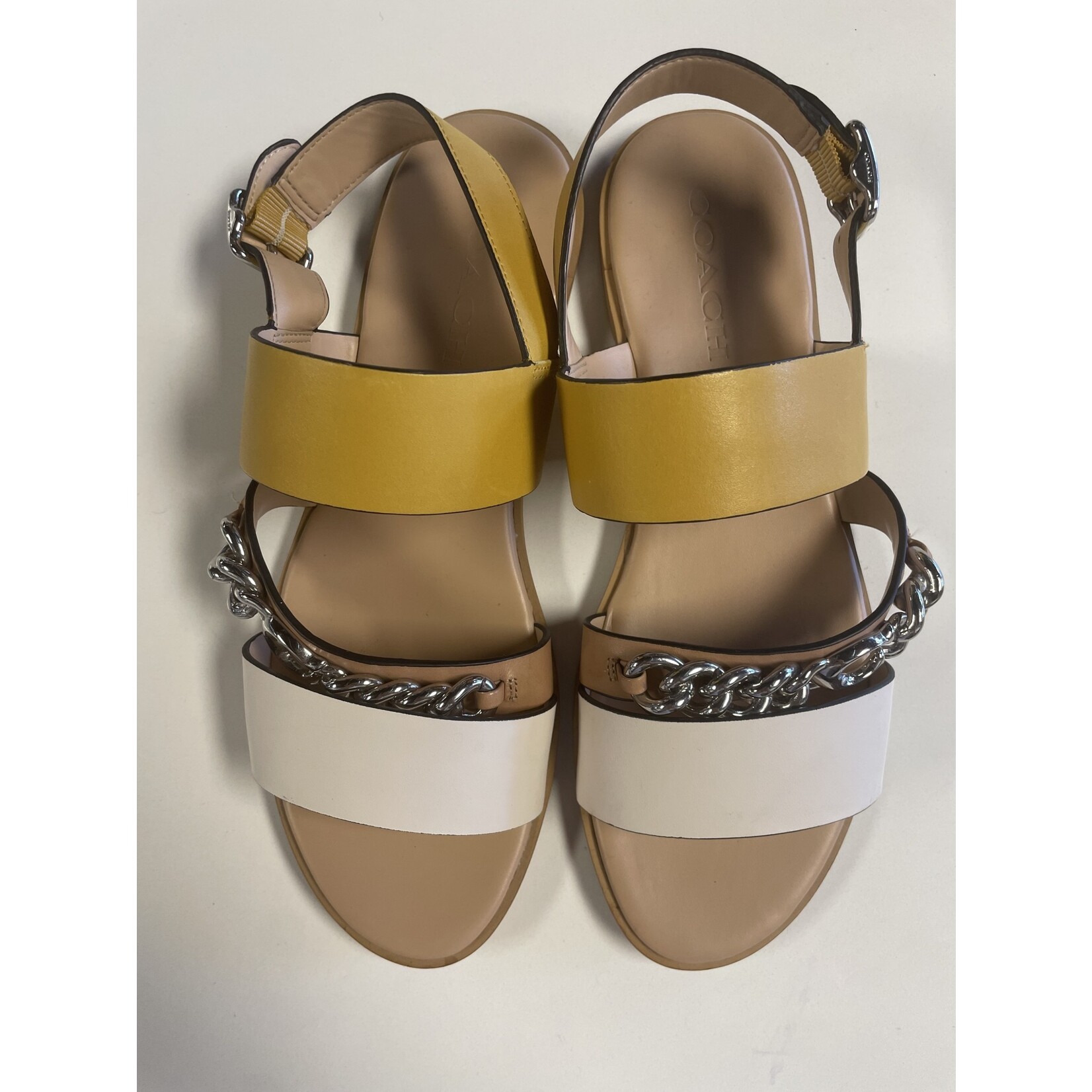 Coach Coach, Mustard, Cream, Sandal, 8.5