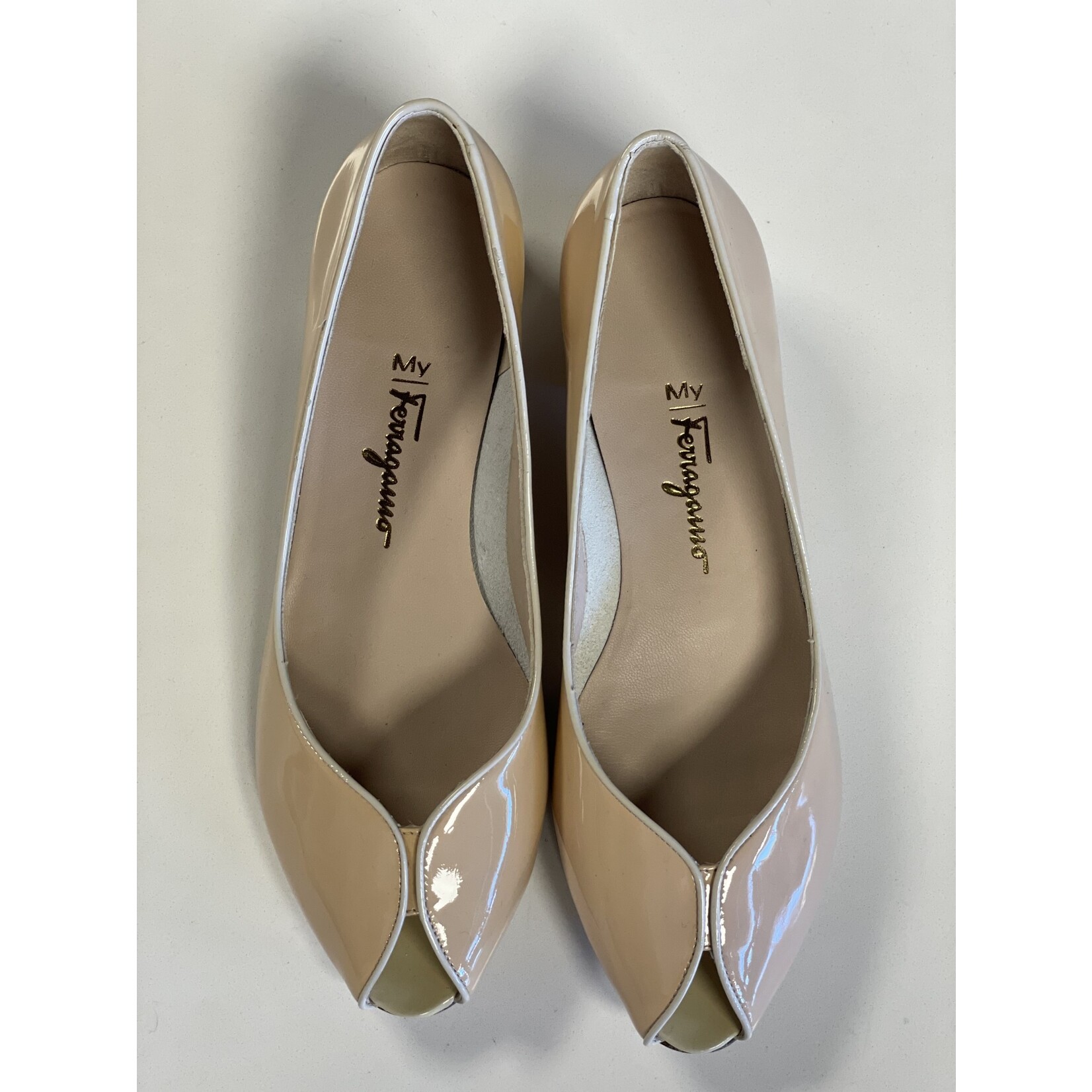 Ferragamo, Nude, Patent Leather, Flats, 6.5