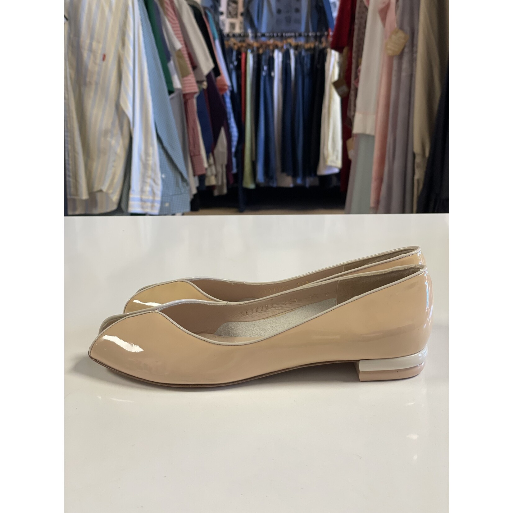 Ferragamo, Nude, Patent Leather, Flats, 6.5