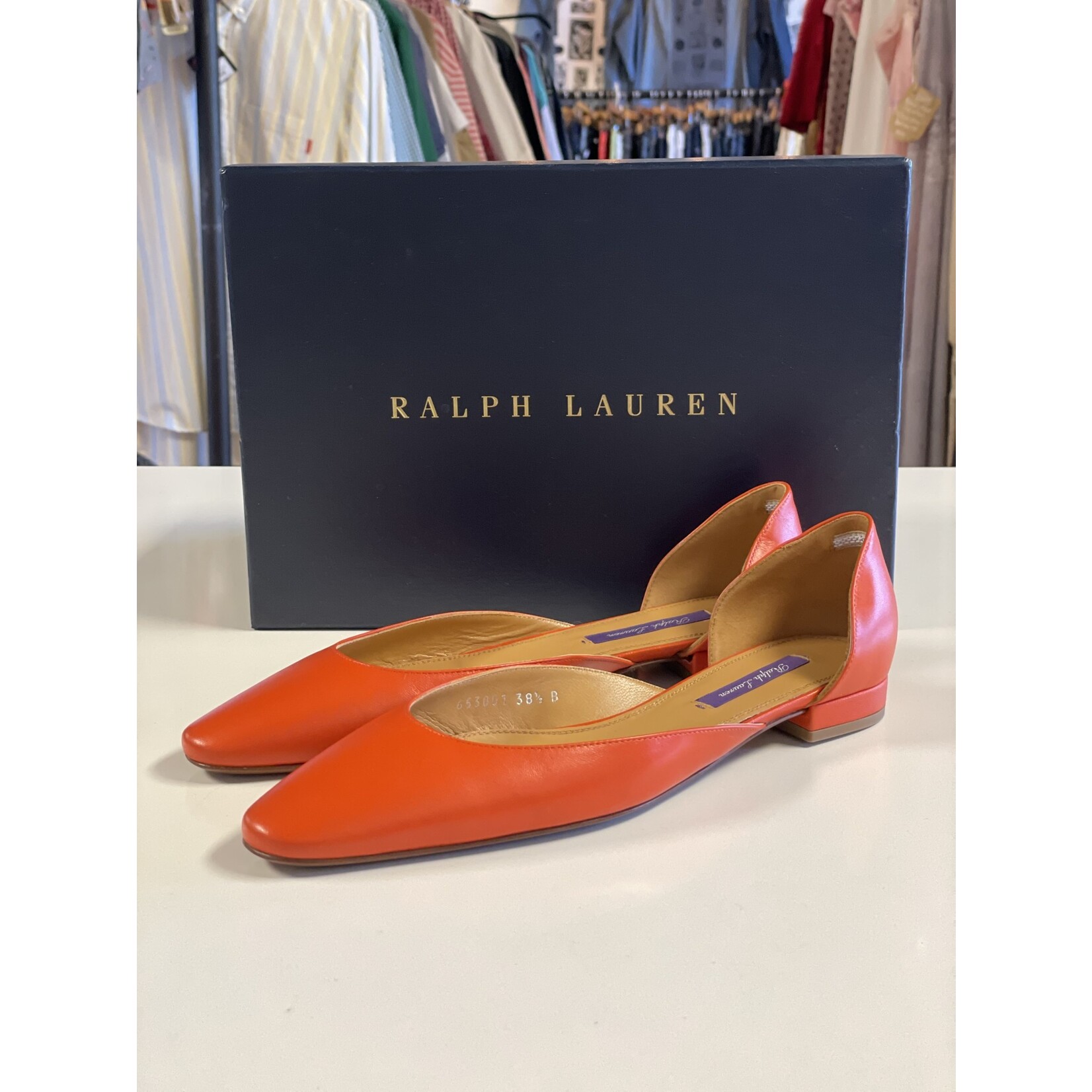 Ralph Lauren, Orange, Flats, 8, PURPLE LABEL, MSRP $498