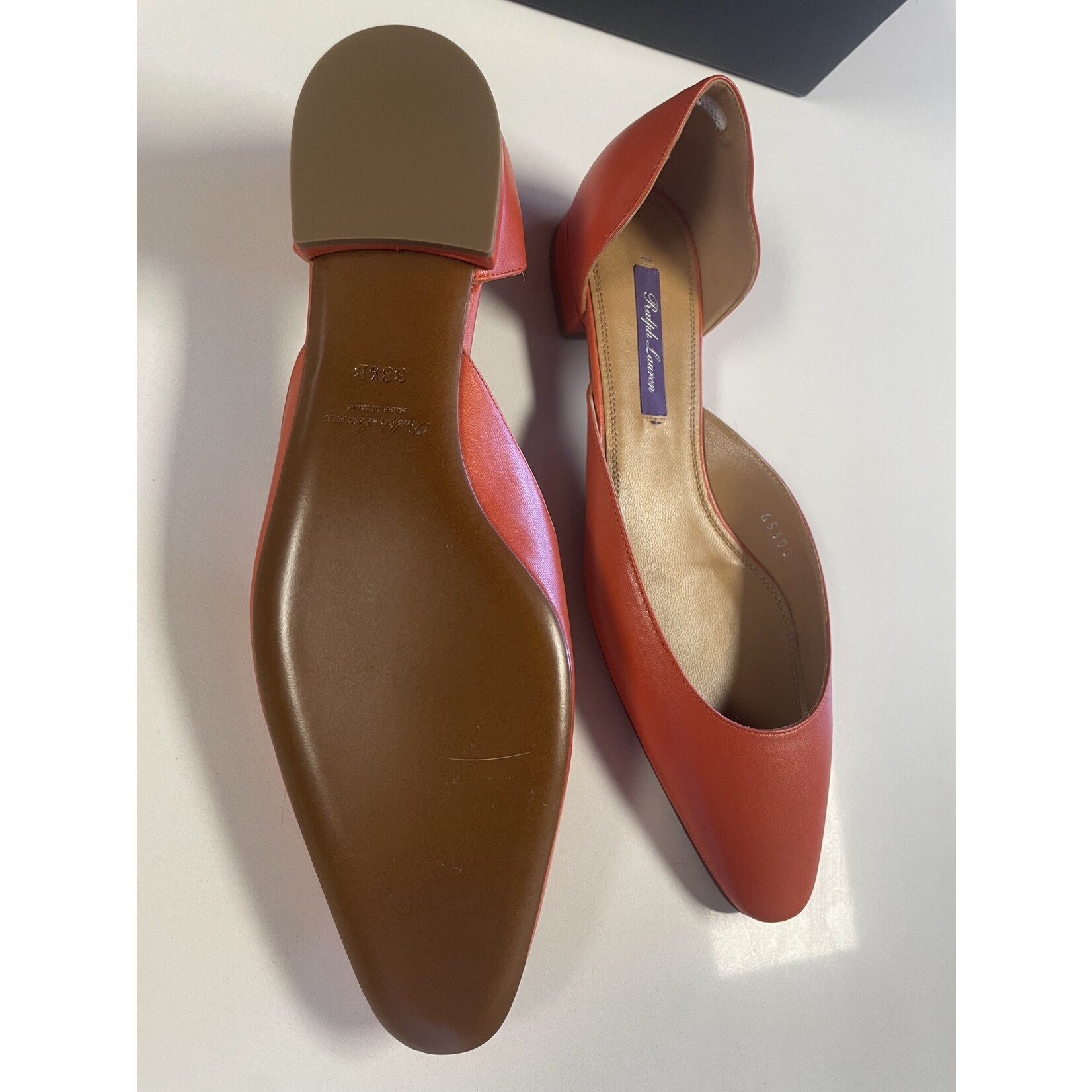 Ralph Lauren, Orange, Flats, 8, PURPLE LABEL, MSRP $498