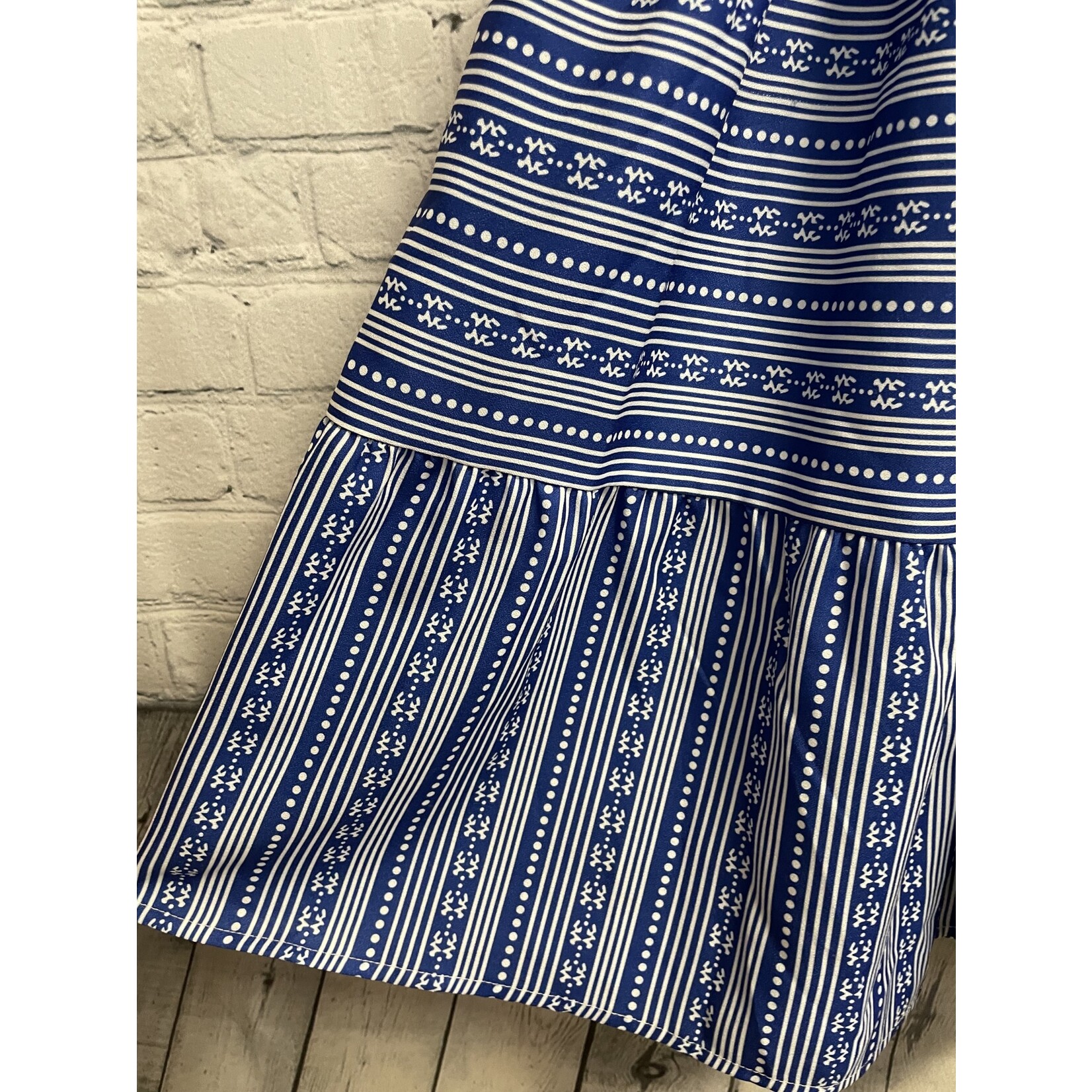 Unlabeled, Blue, White, Dress, Large