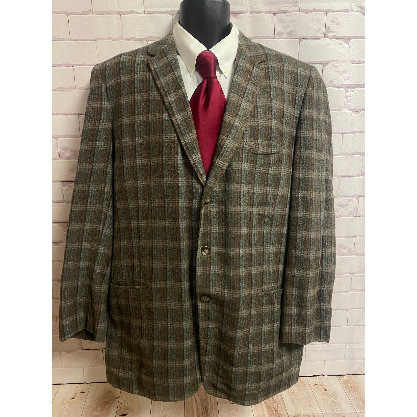 Hyde Park Clothes, Vintage, Brown, Blue, Plaid, Men's, Jacket