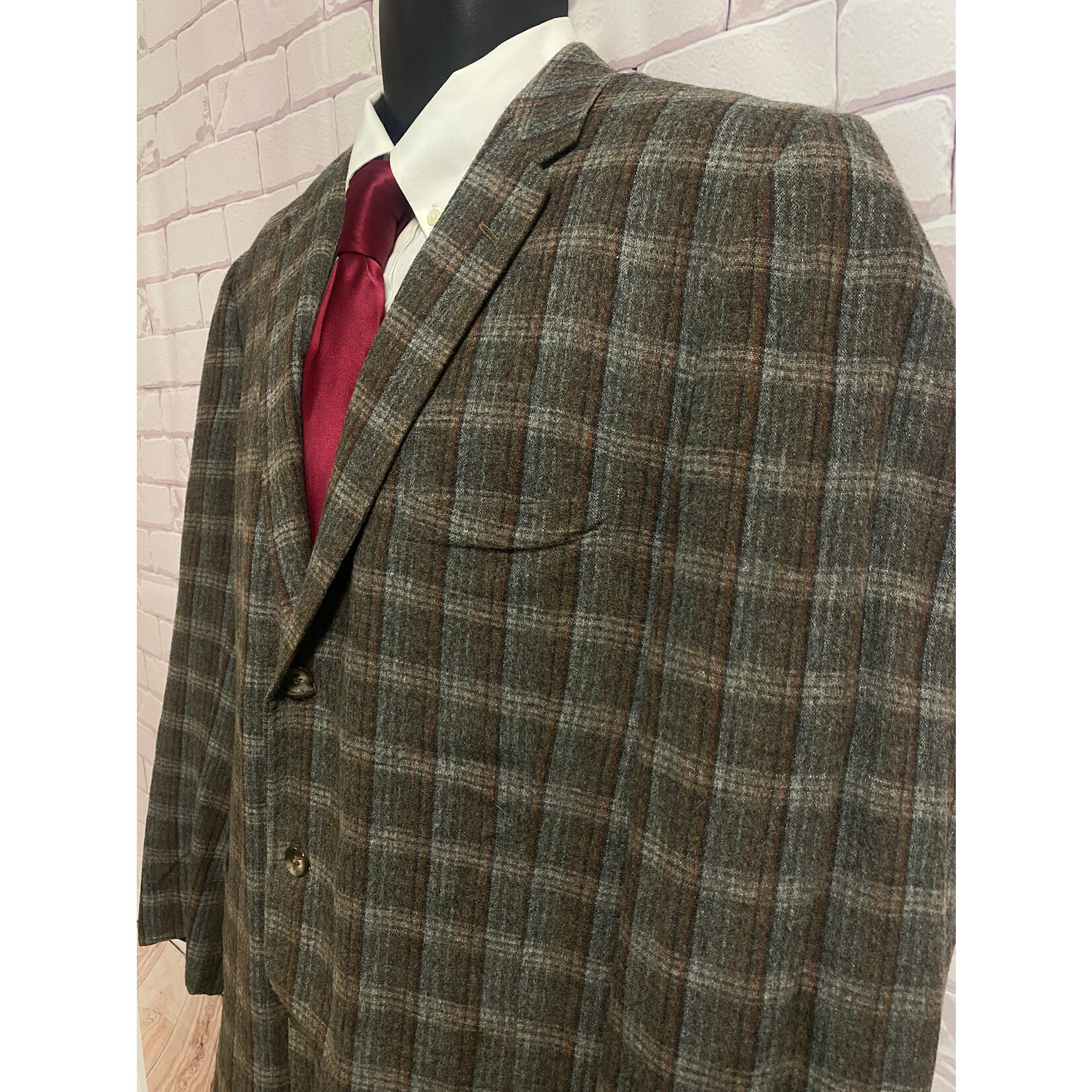 Hyde Park Clothes, Vintage, Brown, Blue, Plaid, Men's, Jacket