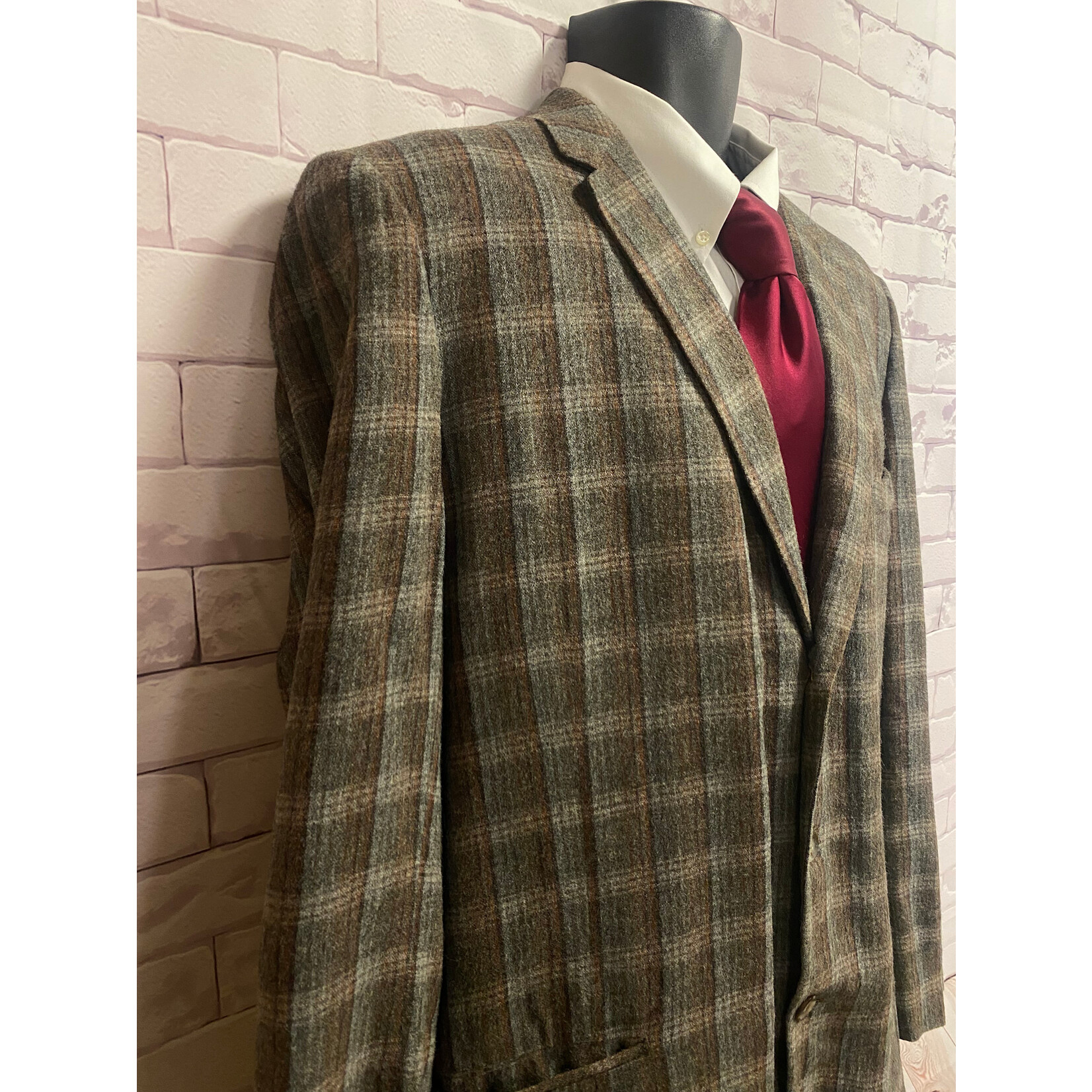 Hyde Park Clothes, Vintage, Brown, Blue, Plaid, Men's, Jacket
