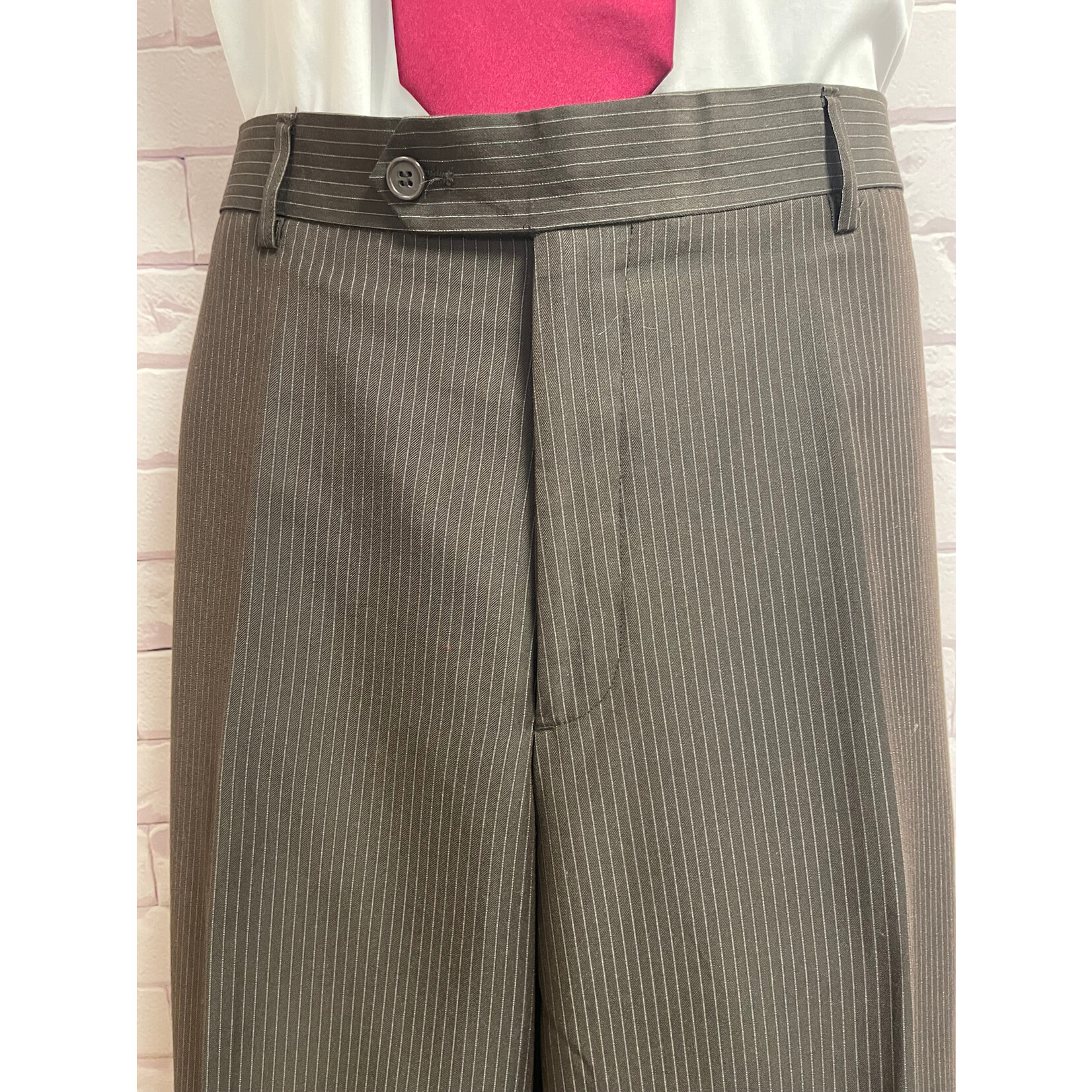 Carlo Lusso, Brown, Pinstripe, Suit, 50L, W42x30L