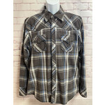 BKE, Gray, Blue, Plaid, Snap Button, Men's, XL