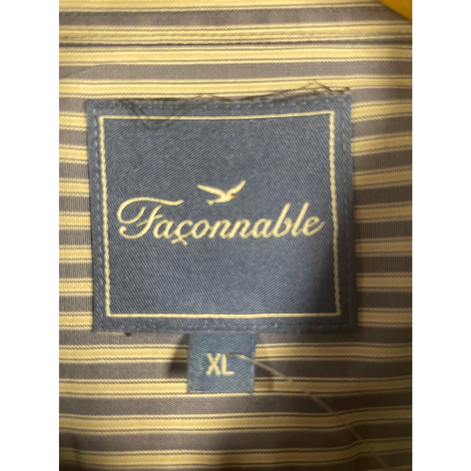 Faconnable, Blue, Grey, Striped, LS, BU, Mens, XLarge,