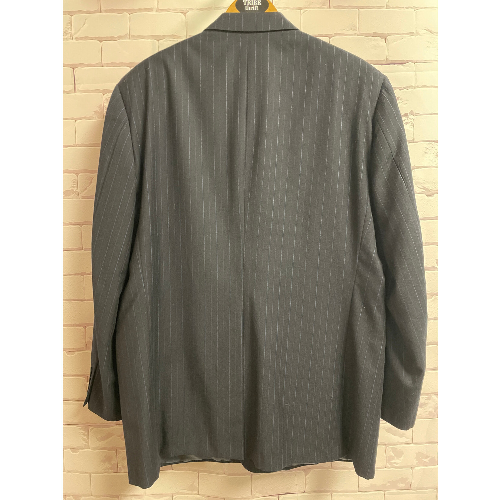 Tom James, Navy, Blue Pin Striped, Suit, Men's, 52L, 42/41