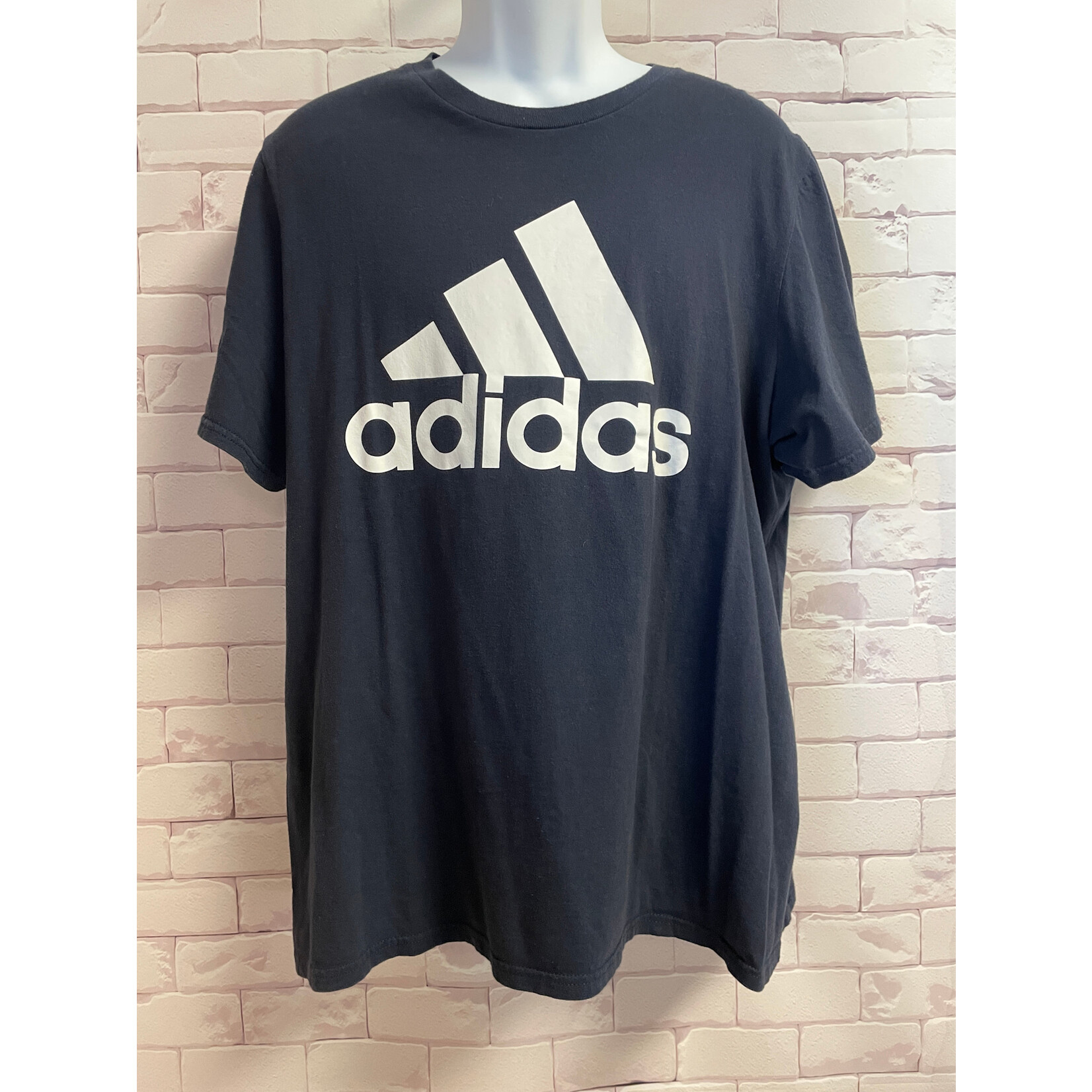 Adidas, Black, White, Tee, Men's, XLarge