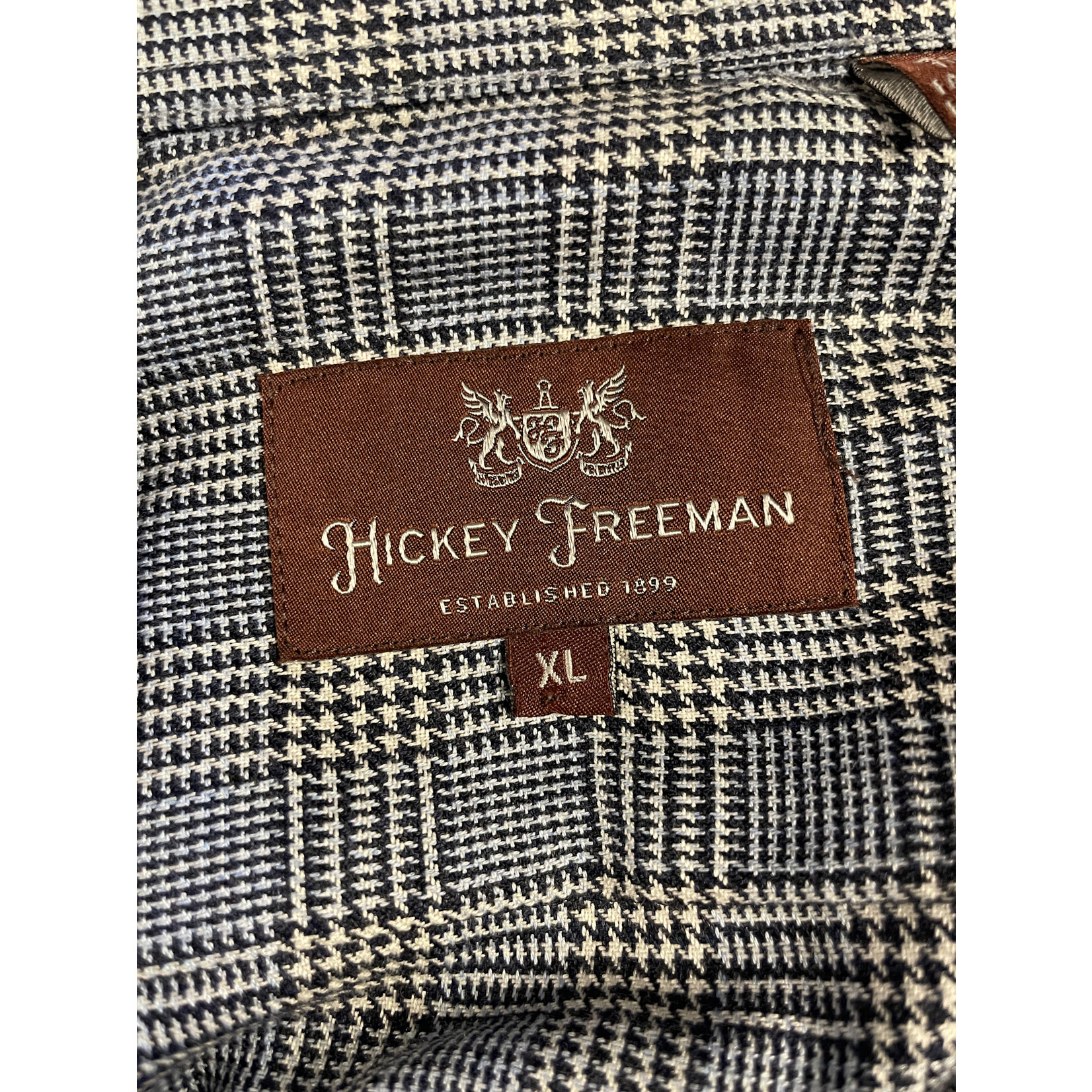 Hickie Freeman, Blue, White, Black, Houndstooth, LS, BU, Mens, XLarge