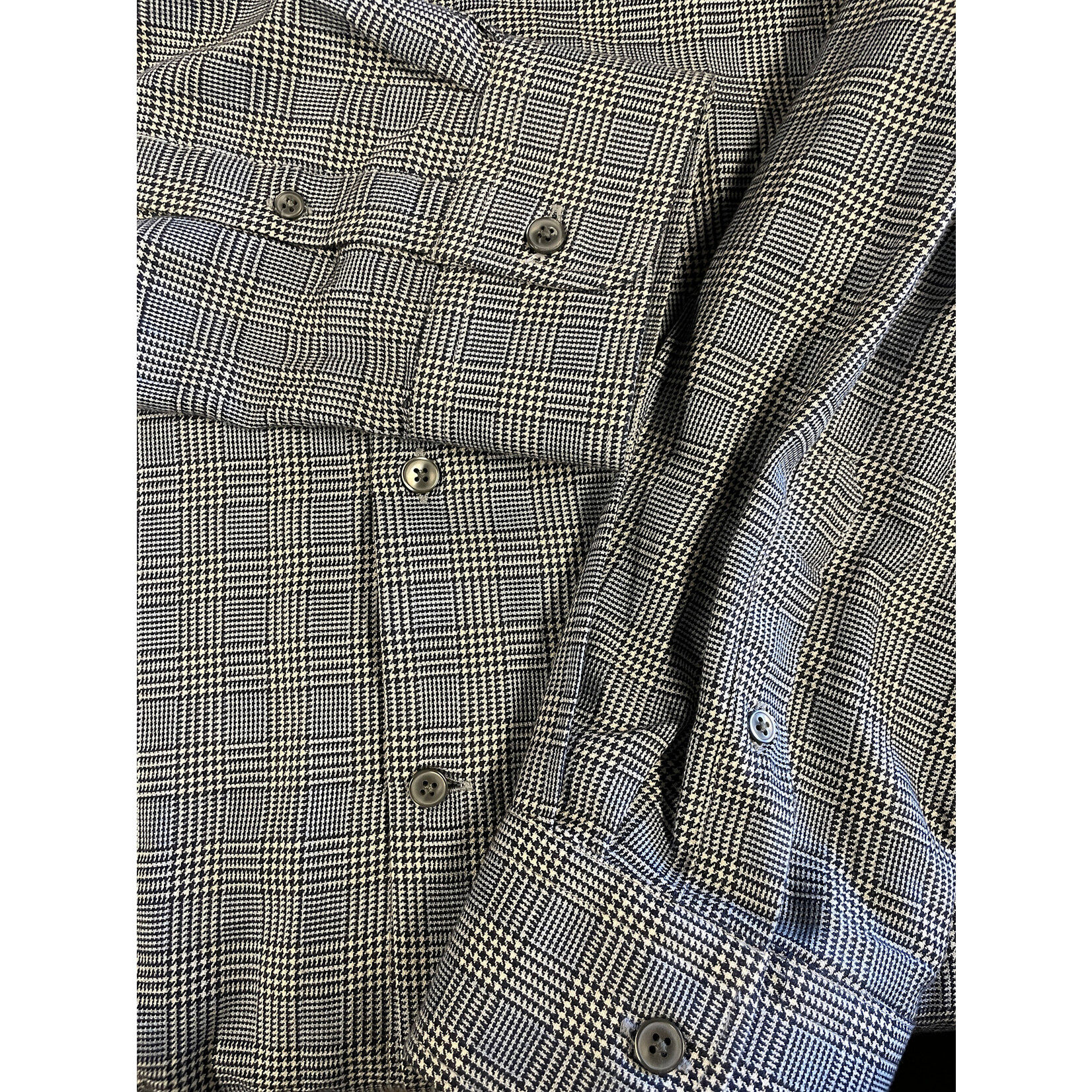 Hickie Freeman, Blue, White, Black, Houndstooth, LS, BU, Mens, XLarge