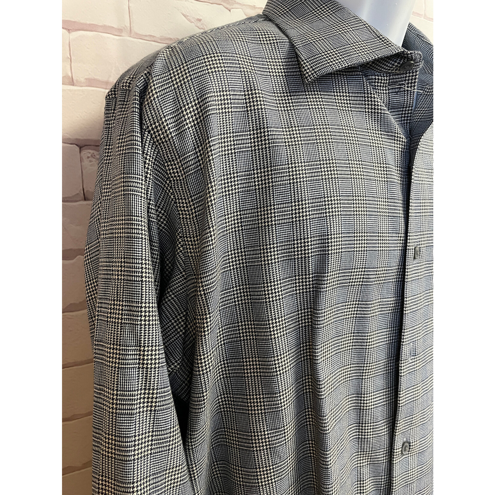 Hickie Freeman, Blue, White, Black, Houndstooth, LS, BU, Mens, XLarge