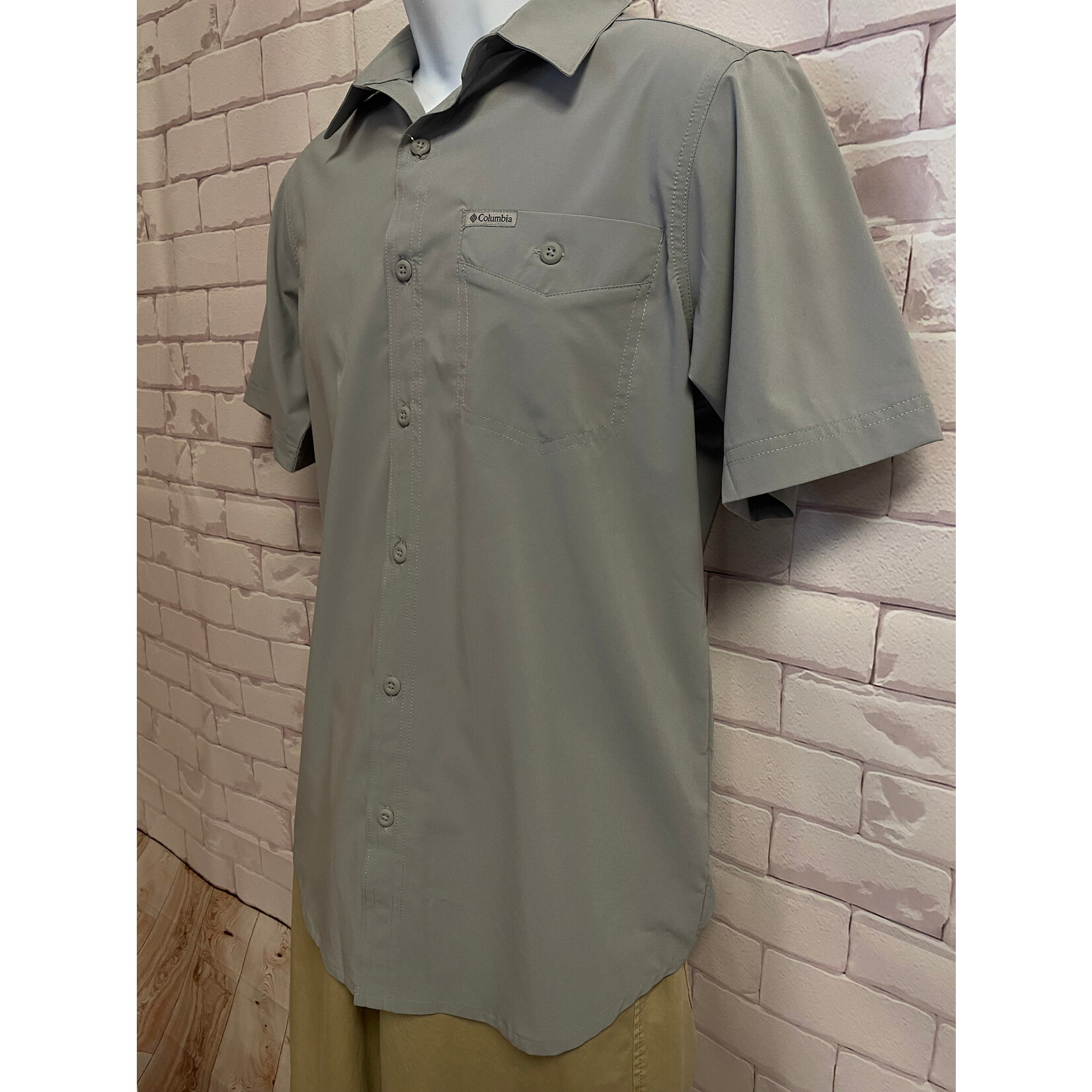 Columbia, Grey, Short Sleeve, Button Up, Mens, XSmall